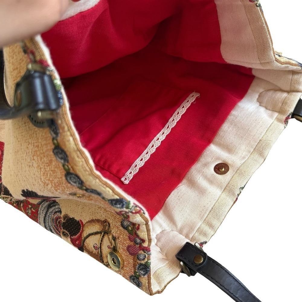 African Tapestry Woven Tote Purse Bag Button Closure Women - Picture 4 of 7